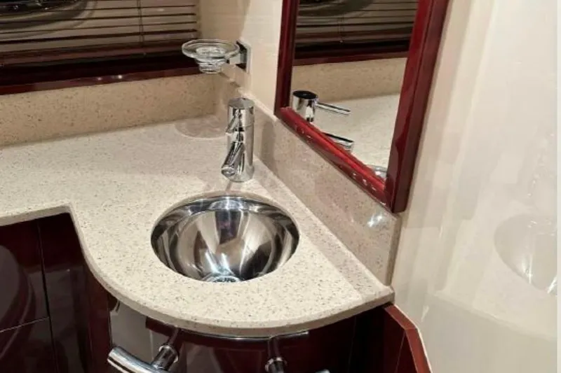  Yacht Photos Pics Luxurious bathroom sink in 2011 Sea Ray 470 Sundancer yacht.