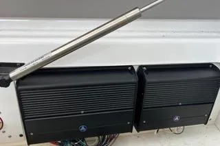  Yacht Photos Pics 2023 Four Winns H350 OB boat components with hydraulic support and electrical units.