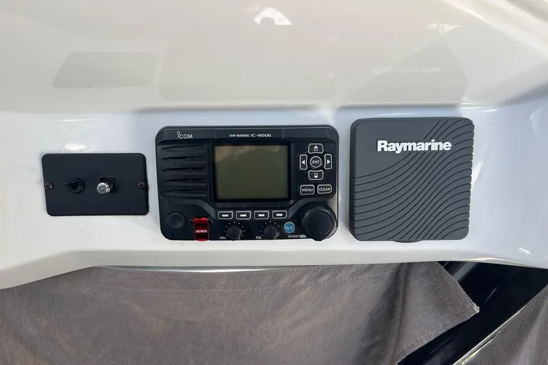 Iffin Yacht Photos Pics Control panel of a 2018 Jeanneau NC 895 with Icom and Raymarine equipment.
