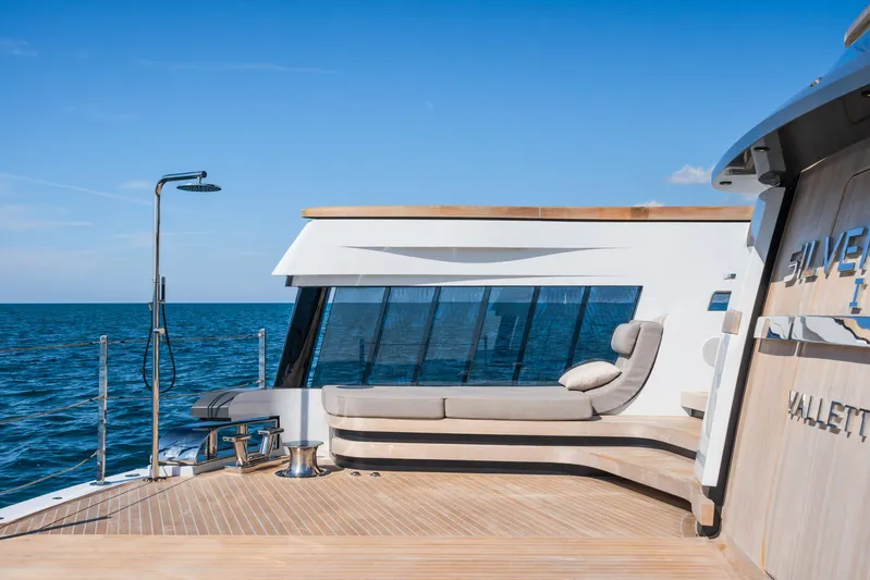 Silver Star I Yacht Photos Pics Luxurious Admiral 55 S-Force yacht deck with ocean view, 2023 model.