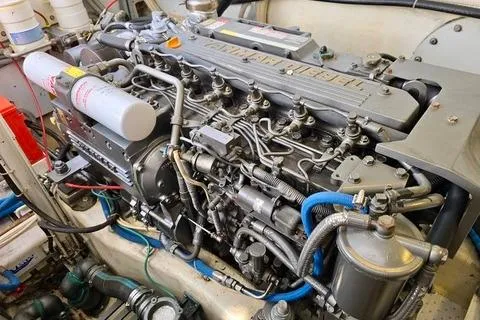 Maestro Yacht Photos Pics Engine of 2006 Lyman-Morse 38 Jet Boat, showcasing intricate mechanical components.