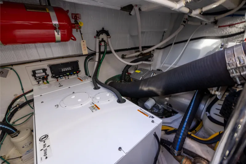  Yacht Photos Pics Engine room of 2022 Sabre 48 Salon Express with Volvo Penta components.