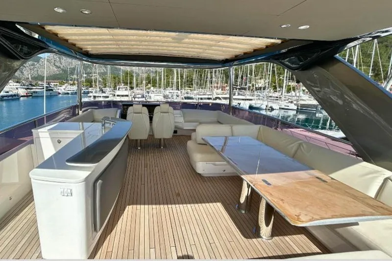  Yacht Photos Pics Luxurious 2020 Princess Y78 yacht interior with spacious seating and elegant design.