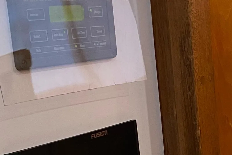 Lord Stanley Yacht Photos Pics Control panel inside 1988 Lyman-Morse Jarvis Newman Lobster Style Cruiser with Aft Cabin.