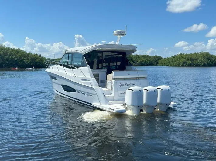 Great Expectations Yacht Photos Pics 2020 Regal 38 XO yacht cruising on a sunny day.