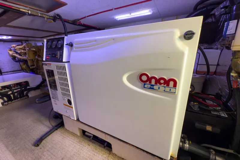 Silver Spring Yacht Photos Pics Engine room of 1985 Ocean Alexander 420 Sport Sedan with Onan generator.