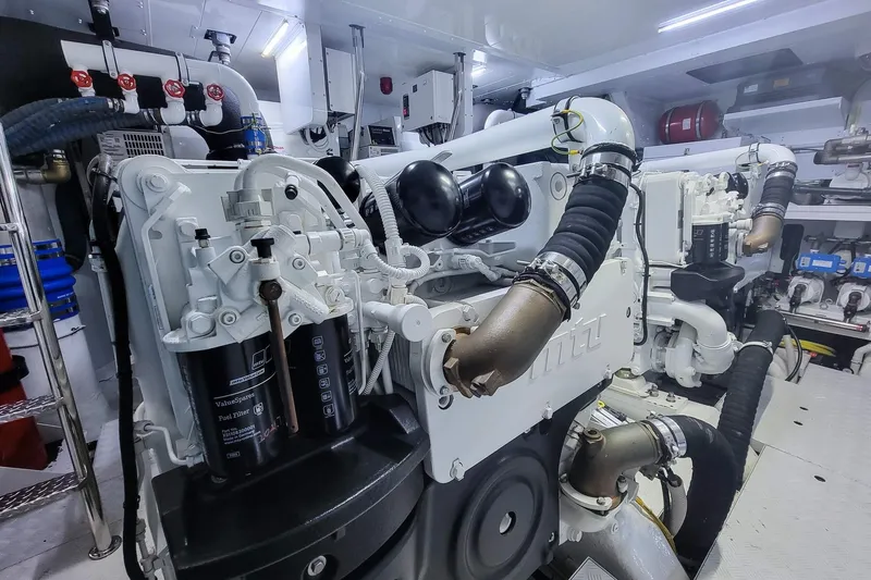  Yacht Photos Pics Engine room of 2017 Sanlorenzo SL78 yacht, featuring advanced mechanical systems.