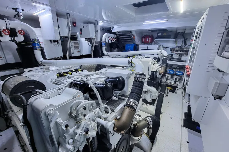  Yacht Photos Pics Engine room of 2017 Sanlorenzo SL78 yacht, showcasing advanced machinery and equipment.