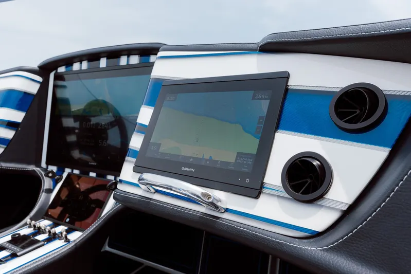  Yacht Photos Pics Dashboard of 2024 MTI 440X with navigation screens and modern controls.