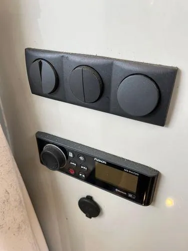  Yacht Photos Pics Control panel and audio system in 2018 Bavaria E34 Sedan interior.