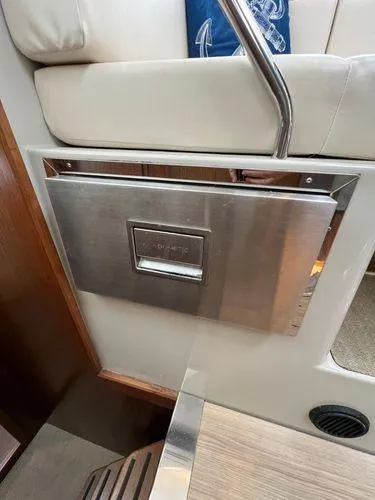  Yacht Photos Pics Interior of a 2018 Bavaria E34 Sedan with stainless steel detailing.