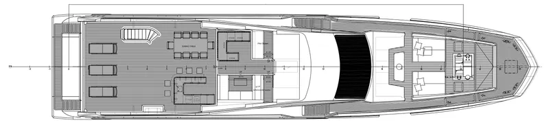 Sama Yacht Photos Pics Top view layout of 2017 Azimut Grande 35 Metri luxury yacht design.