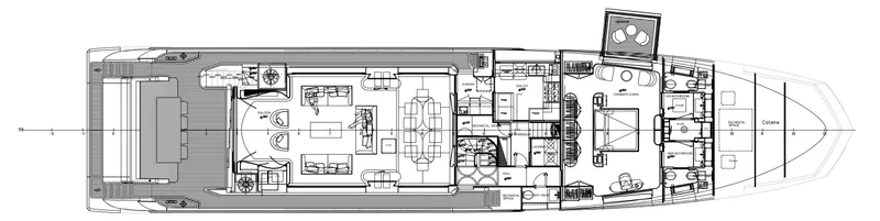 Sama Yacht Photos Pics Floor plan of a 2017 Azimut Grande 35 Metri luxury yacht, showcasing detailed interior layout.
