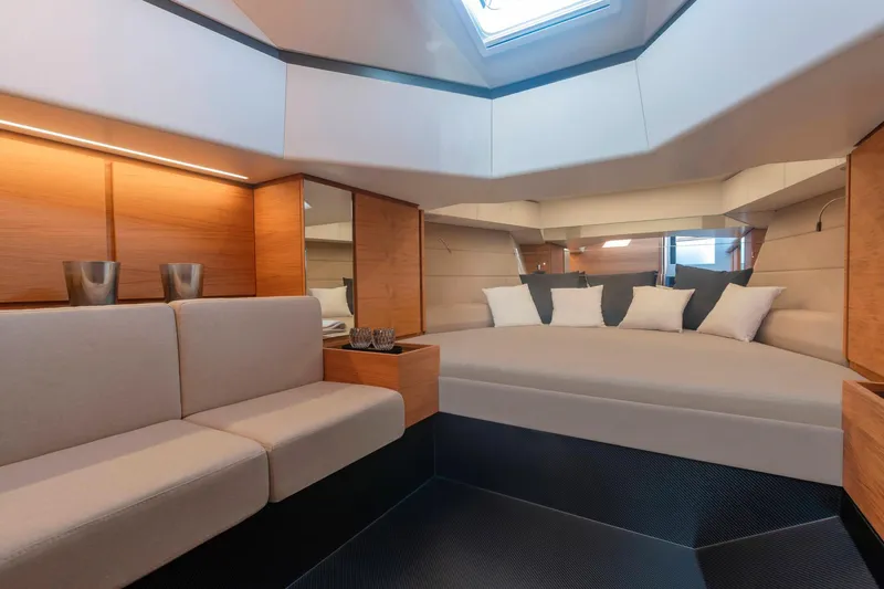  Yacht Photos Pics Luxurious interior of the 2023 Wally Wallytender 48x yacht.
