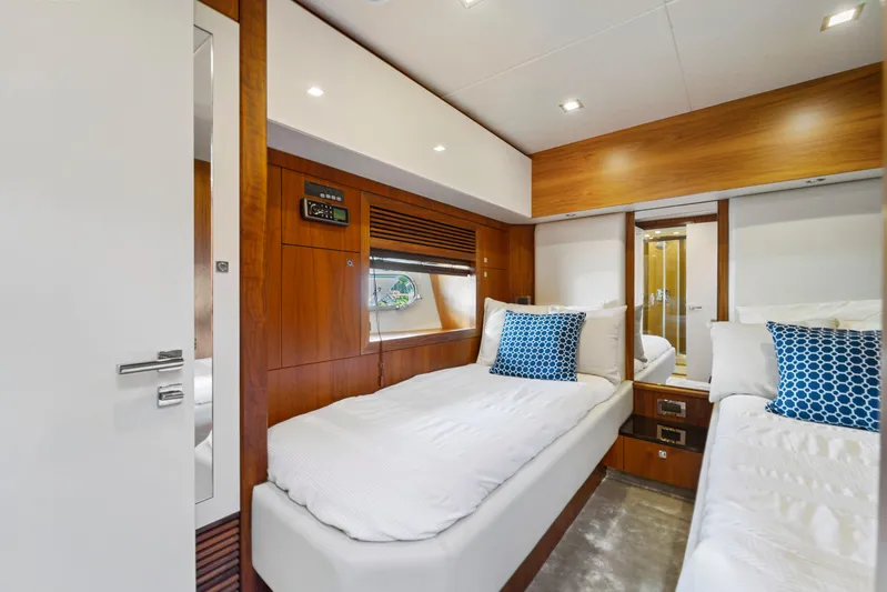  Yacht Photos Pics Luxurious twin cabin interior on 2013 Sunseeker Predator 84 yacht.