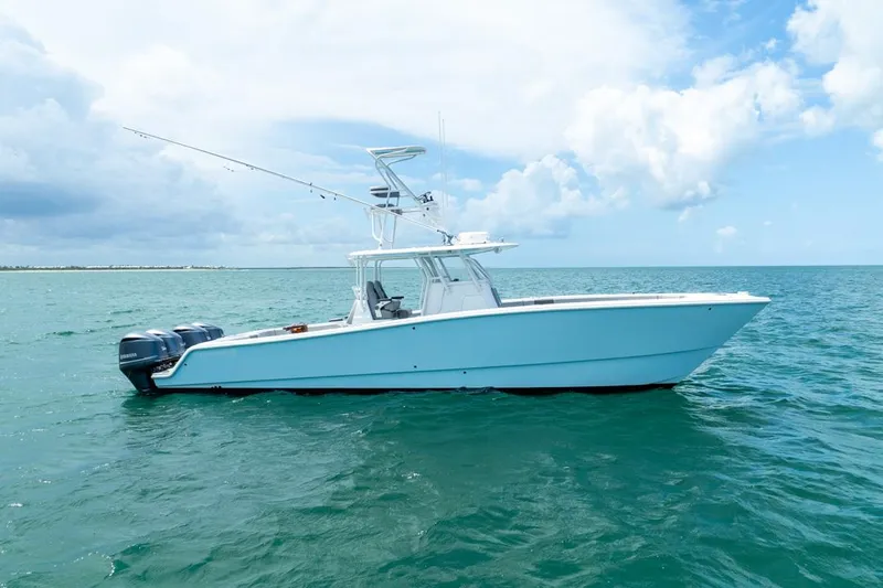  Yacht Photos Pics 2018 Freeman 37 VH boat on open sea under blue sky.