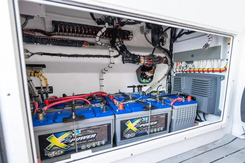  Yacht Photos Pics Electrical system with X2Power batteries in a 2018 Freeman 37 VH boat.