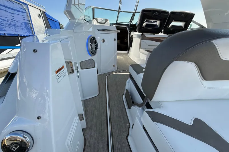  Yacht Photos Pics 2018 Monterey 355 Sport Yacht interior with sleek seating and modern design.