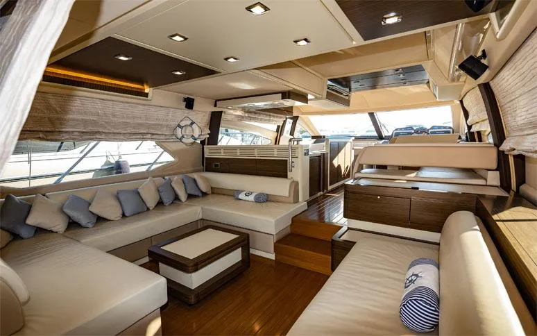  Yacht Photos Pics Luxurious interior of a 2014 Azimut 64 yacht with elegant seating and modern design.