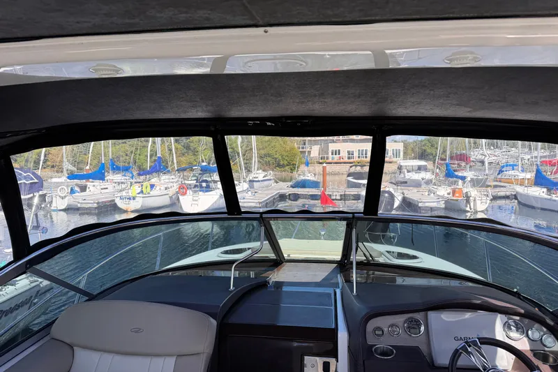  Yacht Photos Pics Interior view of 2015 Regal 32 Express yacht docked at marina.