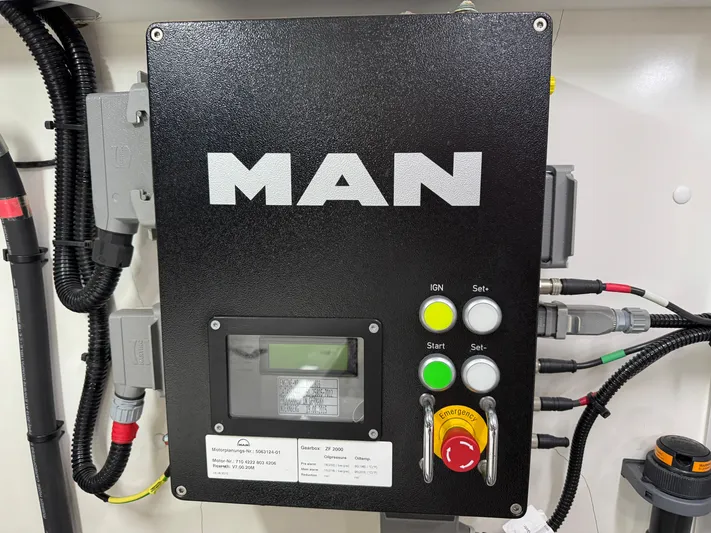  Yacht Photos Pics Control panel of a MAN engine on a 2016 Princess 68 yacht.
