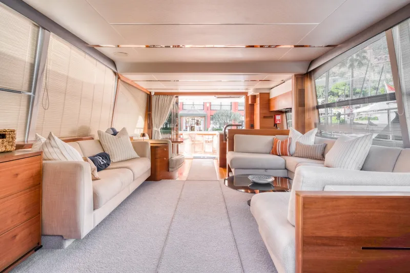  Yacht Photos Pics Luxurious interior of 2016 Princess 68 yacht with elegant seating and modern design.