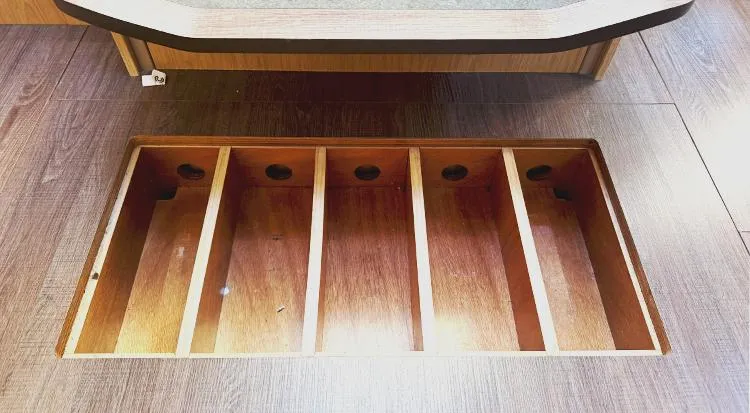 New Horizon Yacht Photos Pics Floor storage compartment on 2018 Beneteau Oceanis 45 yacht interior.