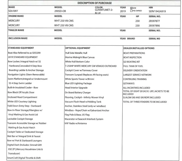  Yacht Photos Pics 2019 Sea Ray SDX 290 Outboard purchase description with equipment and options list.