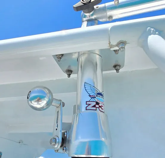  Yacht Photos Pics Close-up of a 2012 Contender Custom 33 Center Console boat's metal component.