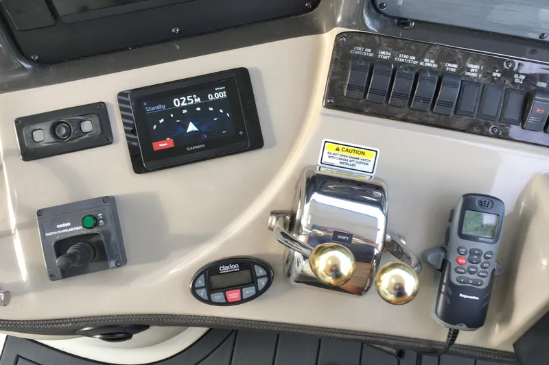  Yacht Photos Pics Control panel of a 2005 Sea Ray 420 Sundancer with navigation and communication equipment.