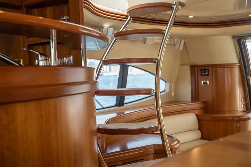 Richmind Yacht Photos Pics Luxurious interior of 2007 Azimut 68E yacht with elegant wooden finishes and modern design.
