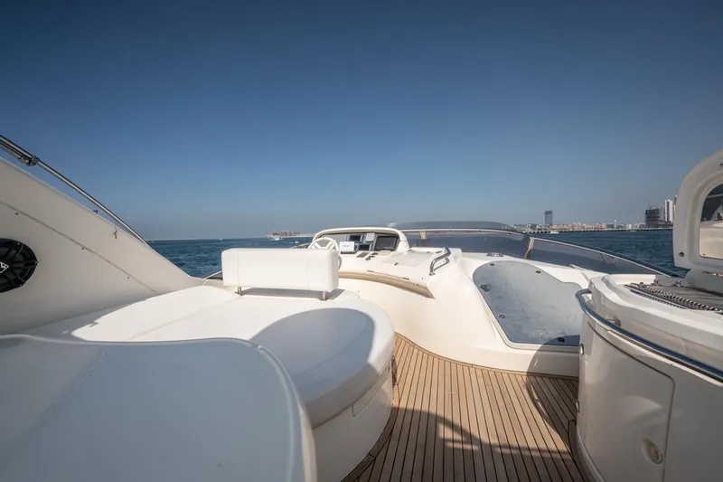 Richmind Yacht Photos Pics Luxurious 2007 Azimut 68E yacht deck with ocean view and sleek design.