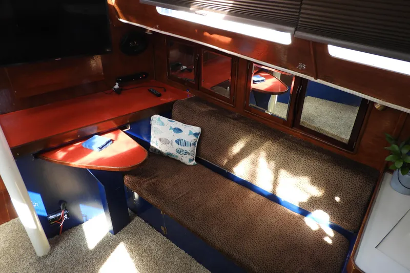  Yacht Photos Pics Interior of 2008 Carver 41 Cockpit Motor Yacht with cozy seating and decor.