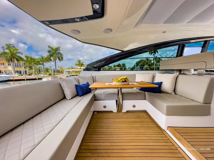  Yacht Photos Pics Luxurious seating area on the 2023 Fairline Targa 45 Open yacht.