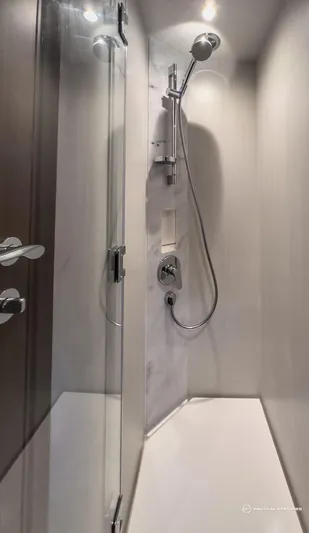  Yacht Photos Pics 2023 Fairline Targa 45 Open yacht shower with modern fixtures.