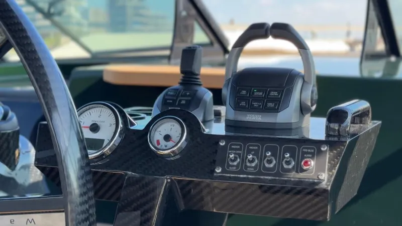 Eva Yacht Photos Pics Control panel of 2022 Van der Valk Waterdream California 52 yacht, featuring gauges and controls.