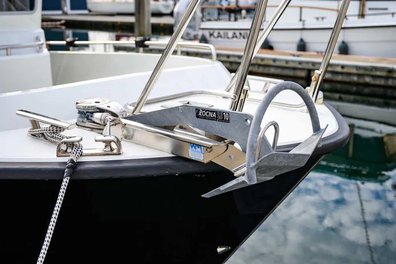  Yacht Photos Pics Bow of 2019 Targa 27.2 with Rocna anchor at marina.