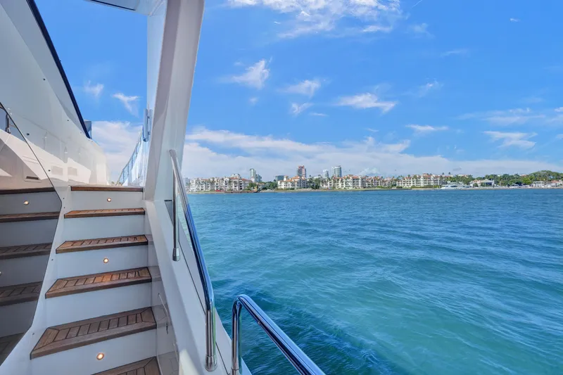 Enchante Yacht Photos Pics Starboard Side Stairs to Bow