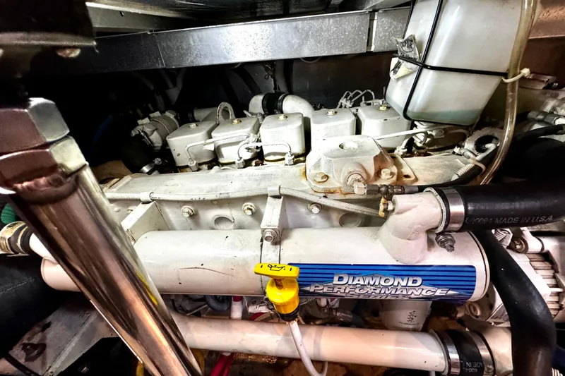  Yacht Photos Pics Engine compartment of a 2003 Carver 396 Motor Yacht with Diamond Performance components.