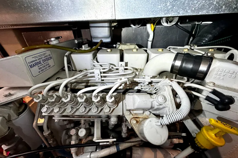  Yacht Photos Pics Engine of a 2003 Carver 396 Motor Yacht, featuring Cummins Marine components.