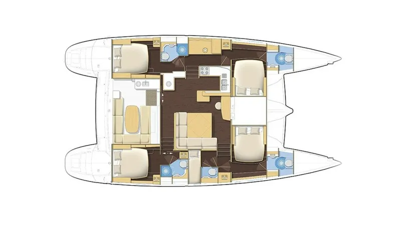  Yacht Photos Pics Floor plan of a 2008 Lagoon 500 catamaran, featuring spacious cabins and living areas.