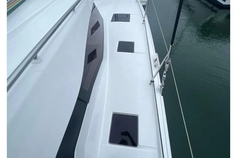 Fonn Taistil Domhain Yacht Photos Pics 2025 Fountaine Pajot 41 yacht deck with sleek design and modern features.