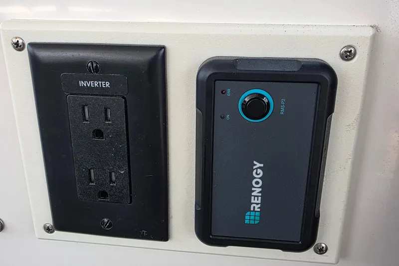  Yacht Photos Pics Inverter outlet and Renogy power control on 2005 Regal Commodore 4260 yacht.