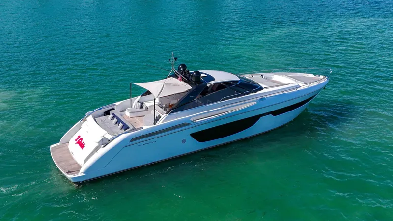  Yacht Photos Pics 2018 Riva 76' Bahamas yacht cruising on clear blue water.