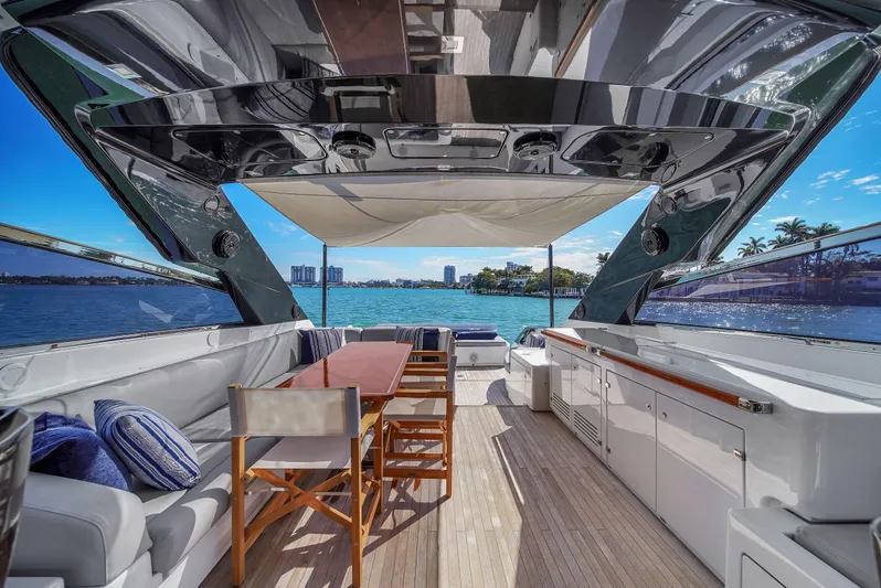  Yacht Photos Pics Luxurious 2018 Riva 76' Bahamas yacht interior with ocean view and elegant seating area.