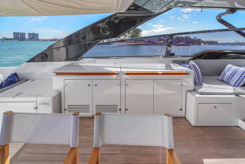  Yacht Photos Pics Luxurious 2018 Riva 76' Bahamas yacht interior with ocean view and elegant seating.