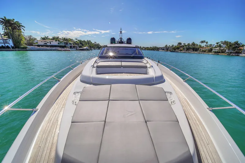  Yacht Photos Pics 2018 Riva 76' Bahamas yacht on turquoise water, sunny day, luxurious deck view.