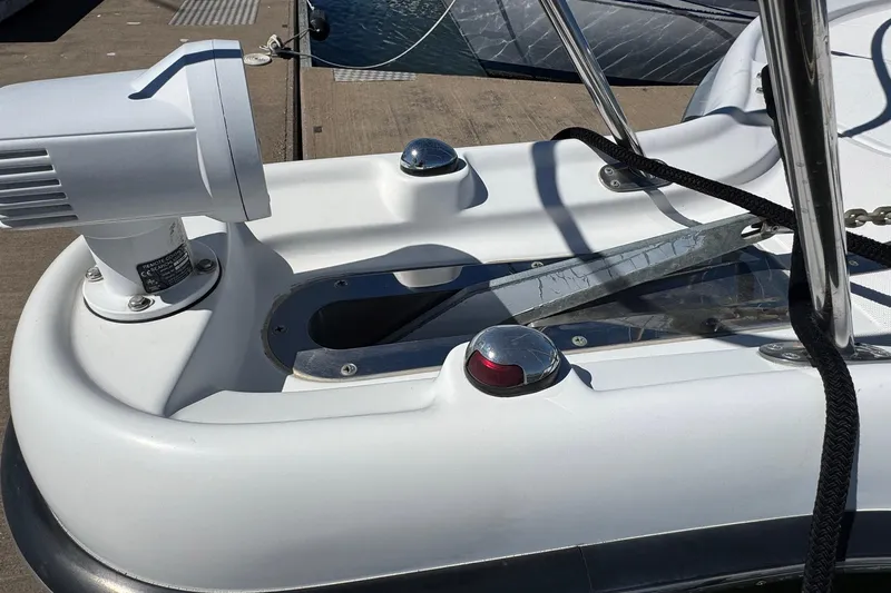 Lone Star Yacht Photos Pics 2005 Tiara Yachts 3200 Open deck detail with winch and railing.