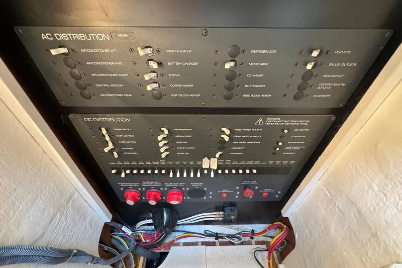 Lone Star Yacht Photos Pics Electrical control panel on a 2005 Tiara Yachts 3200 Open boat.