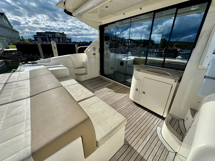 Yes Dear! Yacht Photos Pics Luxurious 2016 Absolute Sport Yacht deck with seating and sleek design.
